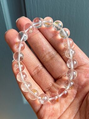 Clear Herkimer Diamond Crystal Bracelet 10.5mm